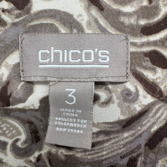 Chicos 3 US XL 16 18 Jacket Coat Woven Cotton Brown Stretch‎ Pockets Button Up - Picture 10 of 11